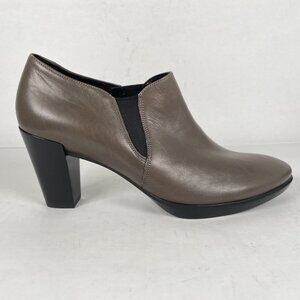 ECCO Shape 55 Booties Womens Size 37 US 6.5  Brown Leather Pumps Slip On Shoe